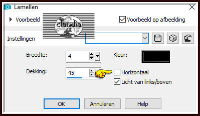 Effecten - Textuureffecten - Lamellen : Kleur = Zwart (#000000)