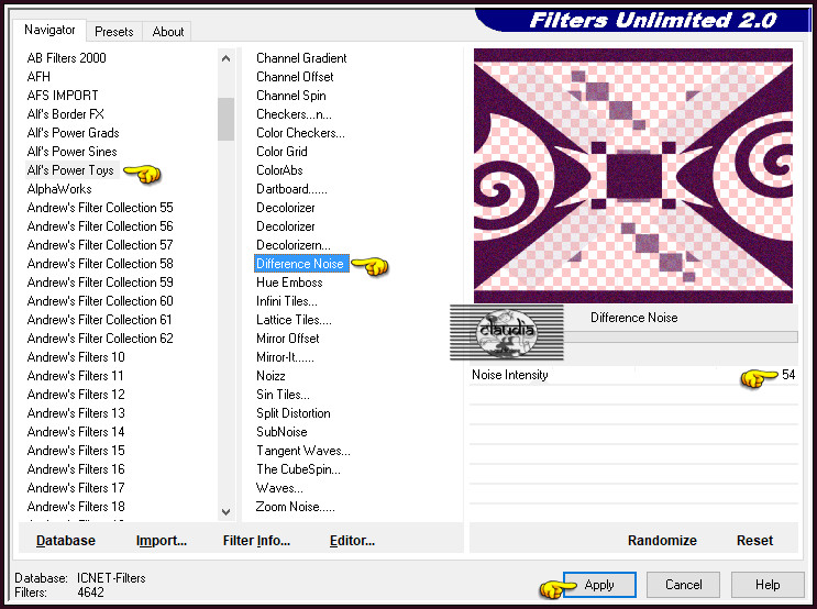 Effecten - Insteekfilters - <I.C.NET Software> - Filters Unlimited 2.0 - &<Bkg Designer sf10 I> - Alf's Power Toys - Difference Noise... :