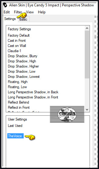 Effecten - Insteekfilters - Alien Skin Eye Candy 5 : Impact - Perspective Shadow :