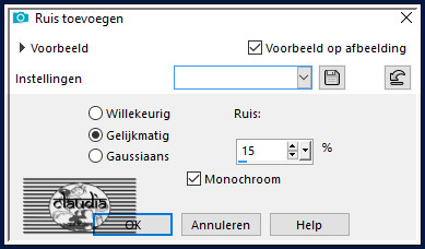 Aanpassen - Ruis toevoegen/verwijderen - Ruis toevoegen