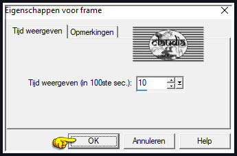 Animatie - Eigenschappen voor frame :