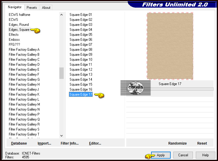 Effecten - Insteekfilters - <I.C.NET Software> - Filters Unlimited 2.0 - Edges, Square - Square Edge 17