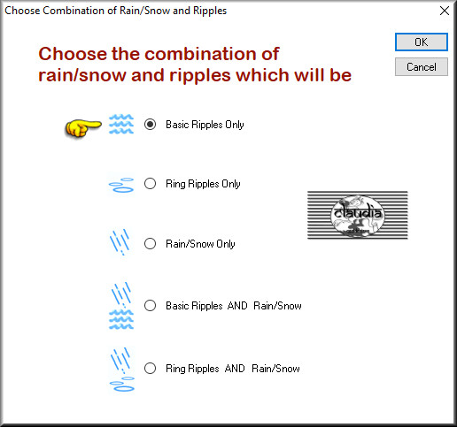 De instellingen staan als het goed is op "Basic Ripples Only", dit houden we zo