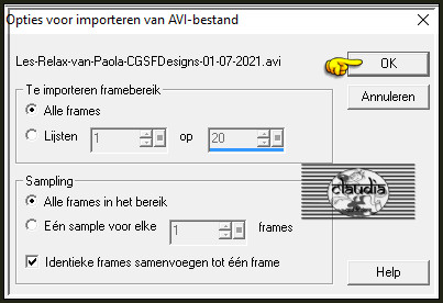 In het venster dat nu geopend wordt zet je de instellingen zoals op het voorbeeld