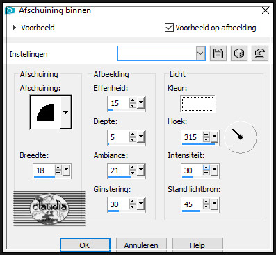 Effecten - 3D-Effecten - Afschuining binnen