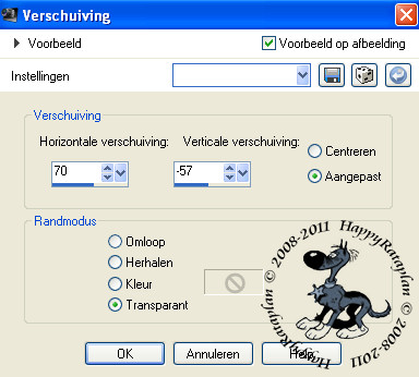 Instellingen voor verschuiving