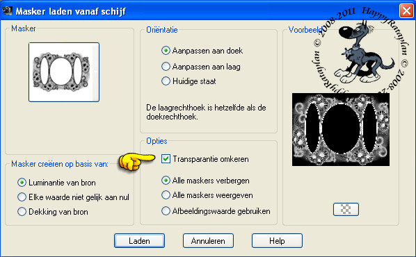 Instellingen voor masker