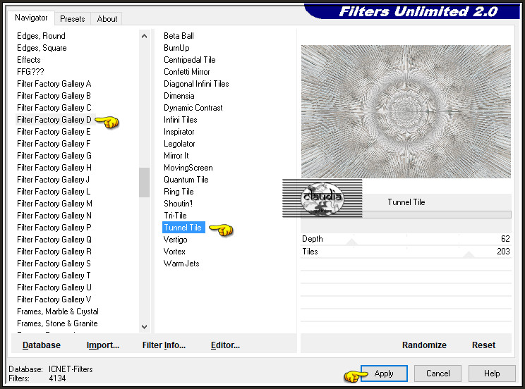 Effecten - Insteekfilters - <I.C.NET Software> - Filters Unlimited 2.0 - Filter Factory Gallery D - Tunnel Tile