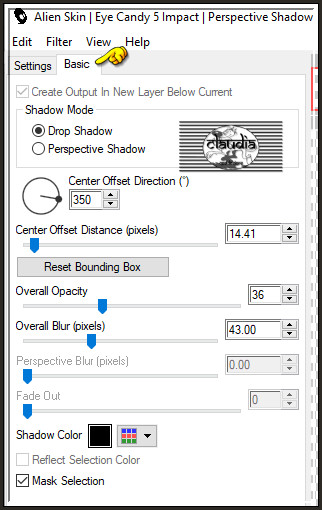 Effecten - Insteekfilters - Alien Skin Eye Candy 5 : Impact - Perspective Shadow