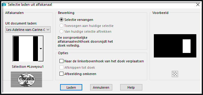 Selecties - Selectie laden/opslaan - Selectie laden uit alfkanaal : Sélection #Loveyou1