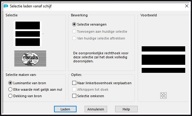 Selecties - Selectie laden/opslaan - Selectie laden vanaf schijf : SélectionFeli_02