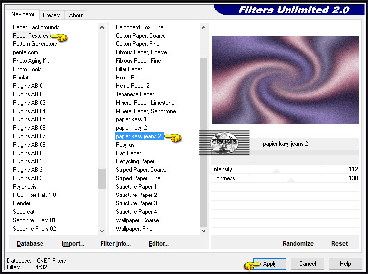 Effecten - Insteekfilters - <I.C.NET Software> - Filters Unlimited 2.0 - Paper Textures - papier kazy jeans 2