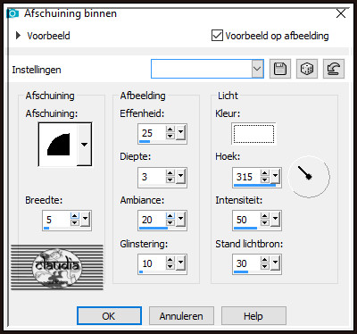 Effecten - 3D-Effecten - Afschuining binnen