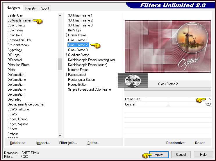 Effecten - Insteekfilters - <I.C.NET Software> - Filters Unlimited 2.0 - Buttons & Frames - Glass Frame 2