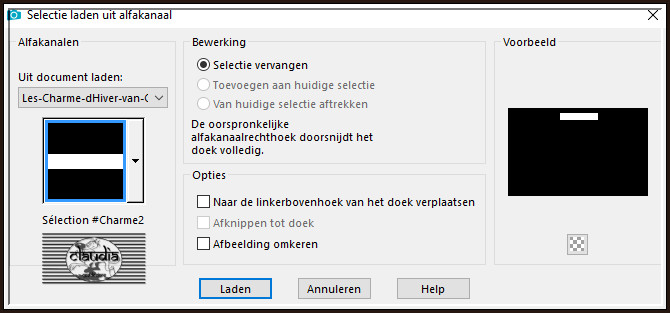 Selecties - Selectie laden/opslaan - Selectie laden uit alfkanaal : Sélection #Charme2