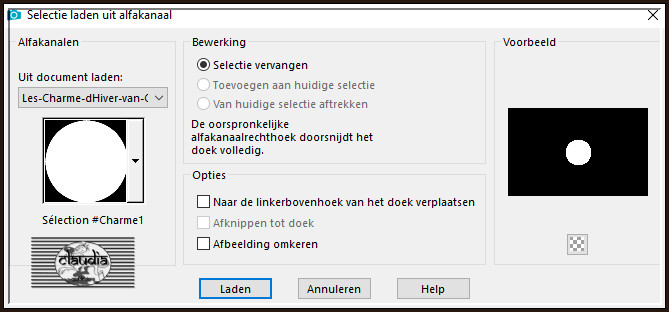 Selecties - Selectie laden/opslaan - Selectie laden uit alfkanaal : Sélection #Charme1