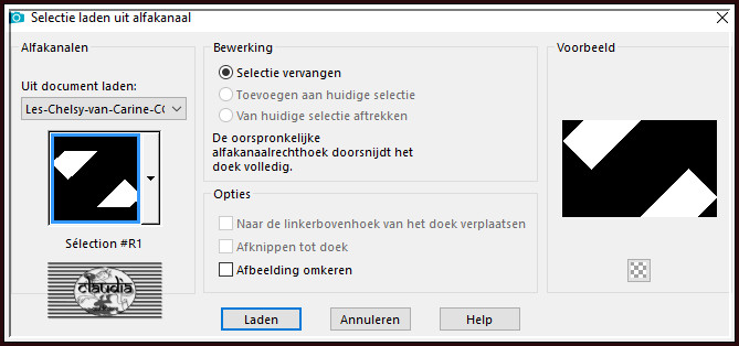 Selecties - Selectie laden/opslaan - Selectie laden uit alfkanaal : Sélection #R1