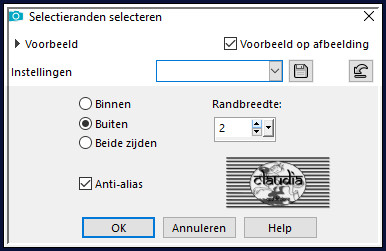 Selecties - Wijzigen - Selectieranden selecteren