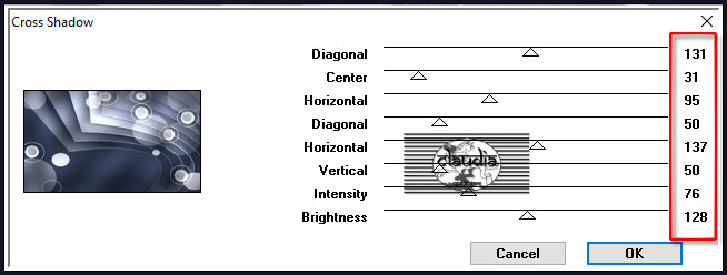 Effecten - Insteekfilters - Graphics Plus - Cross Shadow