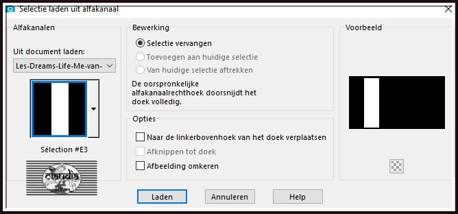 Selecties - Selectie laden/opslaan - Selectie laden uit alfkanaal : Sélection #E3