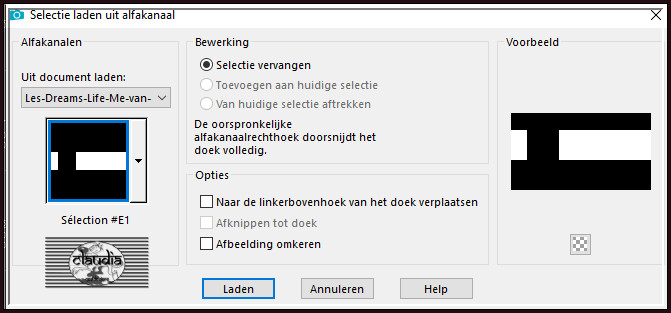 Selecties - Selectie laden/opslaan - Selectie laden uit alfkanaal : Sélection #E1