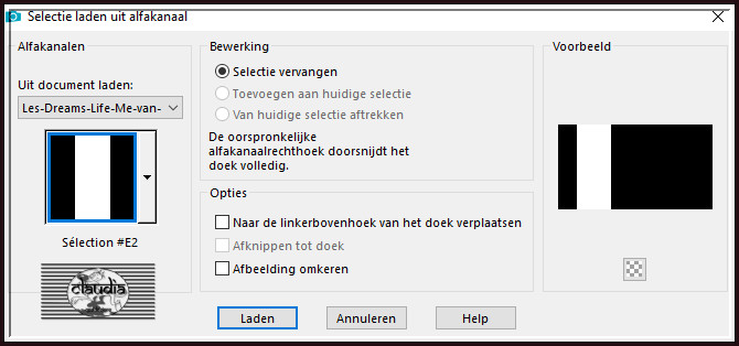 Selecties - Selectie laden/opslaan - Selectie laden uit alfkanaal : Sélection #E2