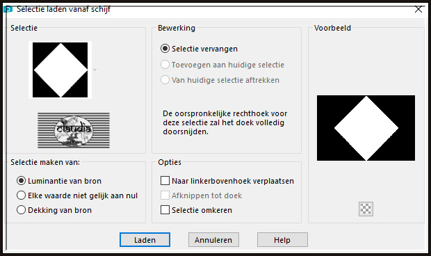 Selecties - Selectie laden/opslaan - Selectie laden vanaf schijf : Selection Ocean 2