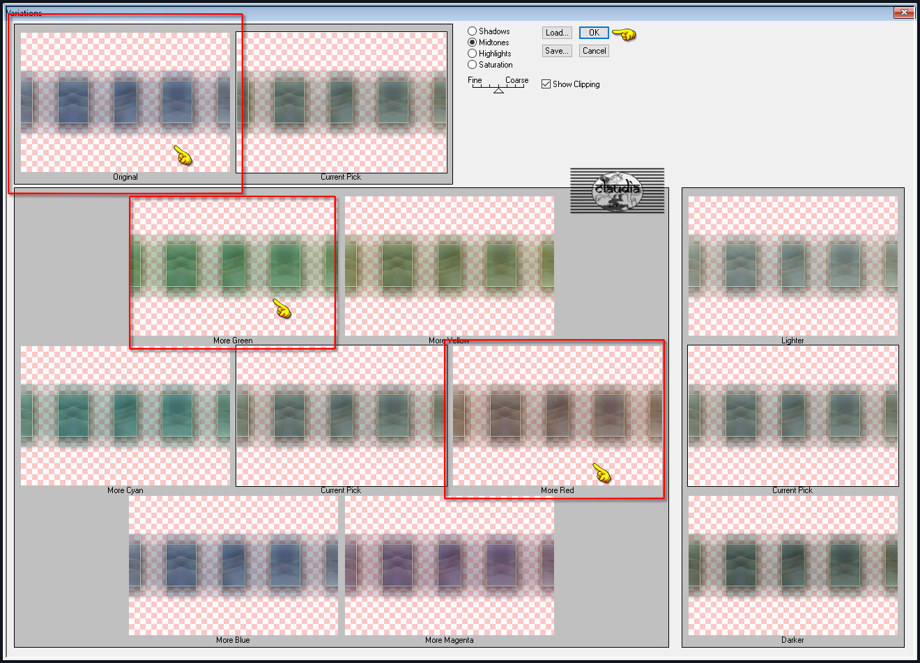 Effecten - Insteekfilters - Adjust - Variations