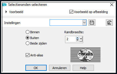 Selecties - Wijzigen - Selectieranden selecteren