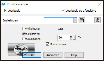 Aanpassen - Ruis toevoegen/verwijderen - Ruis toevoegen : (= Grofkorreligheid)