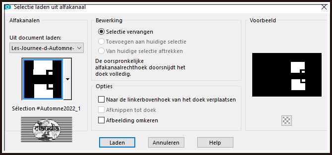 Selecties - Selectie laden/opslaan - Selectie laden uit alfkanaal : Sélection #Automne2022_1