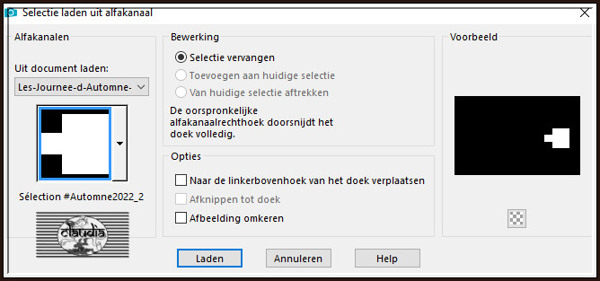 Selecties - Selectie laden/opslaan - Selectie laden uit alfkanaal : Sélection #Automne2022_2