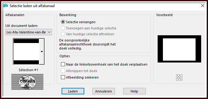 Selecties - Selectie laden/opslaan - Selectie laden uit alfakanaal : Selection #1
