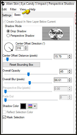 Effecten - Insteekfilters - Alien Skin Eye Candy 5 : Impact - Perspective Shadow :