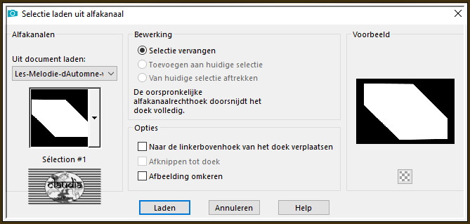 Selecties - Selectie laden/opslaan - Selectie laden uit alfakanaal : Sélection #1