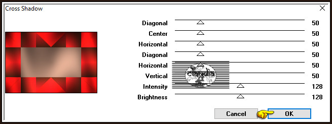 Effecten - Insteekfilters - Graphics Plus - Cross Shadow :