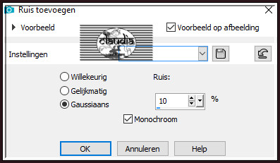 Aanpassen - Ruis toevoegen/verwijderen - Ruis toevoegen : (= Grofkorreligheid)