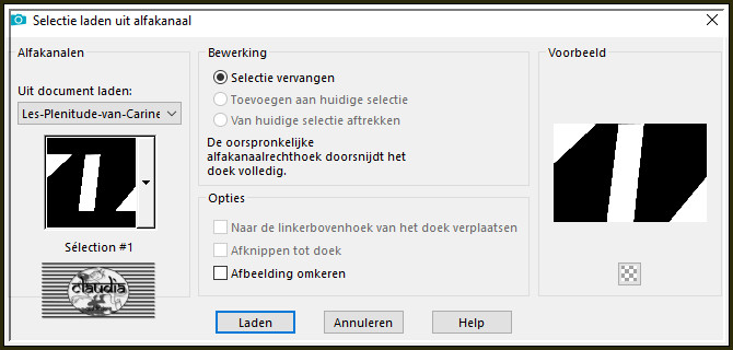 Selecties - Selectie laden/opslaan - Selectie laden uit alfakanaal : Sélection #1