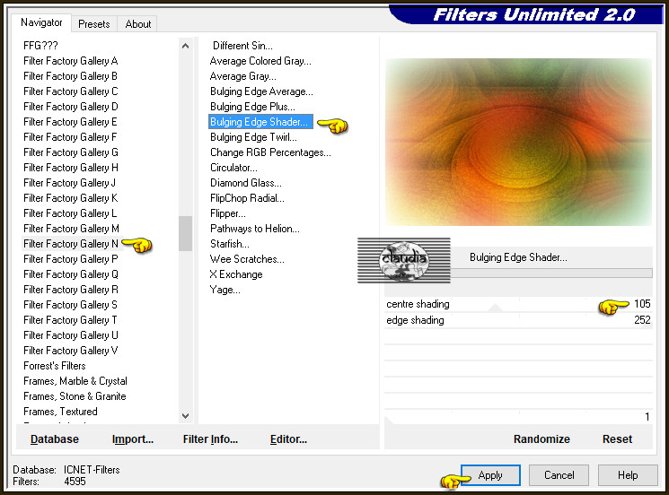 Effecten - Insteekfilters - <I.C.NET Software> - Filters Unlimited 2.0 - Filter Factory Gallery N - Bulging Edge Shader