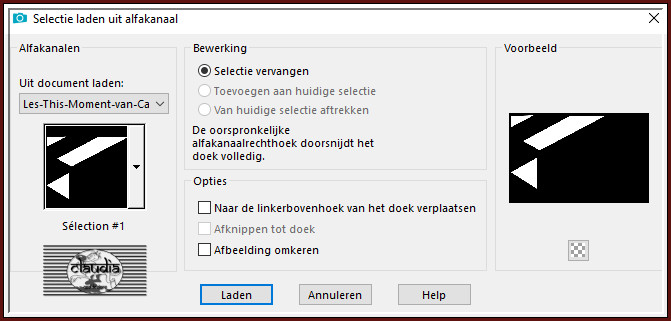 Selecties - Selectie laden/opslaan - Selectie laden uit alfakanaal : Sélection #1