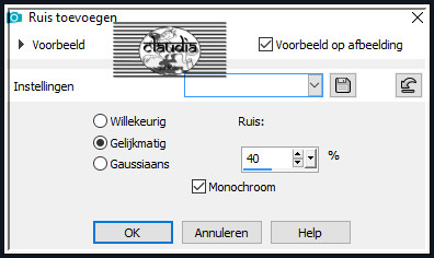 Aanpassen - Ruis toevoegen/verwijderen - Ruis toevoegen