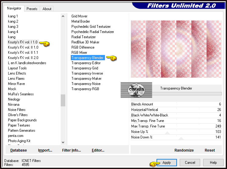 Effecten - Insteekfilters - <I.C.NET Software> - Filters Unlimited 2.0 - Krusty's FX vol. I 1.0 - Transparency Blender