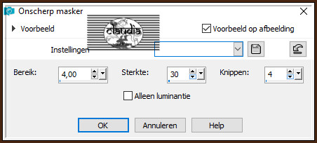 Aanpassen - Scherpte - Onscherp masker 