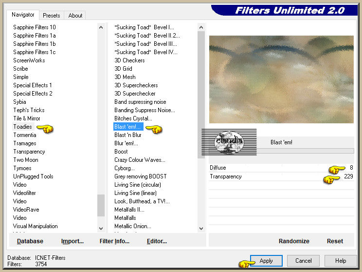 Effecten - Insteekfilters <I.C.NET Software> - Filters Unlimited 2.0 - Toadies - Blast'em