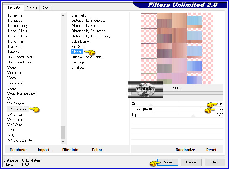 Effecten - Insteekfilters - <I.C.NET Software> - Filters Unlimited 2.0 - VM Distortion - Flipper