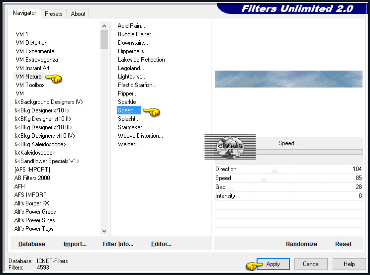 Effecten - Insteekfilters - <I.C.NET Software> - Filters Unlimited 2.0 - VM Natural - Speed