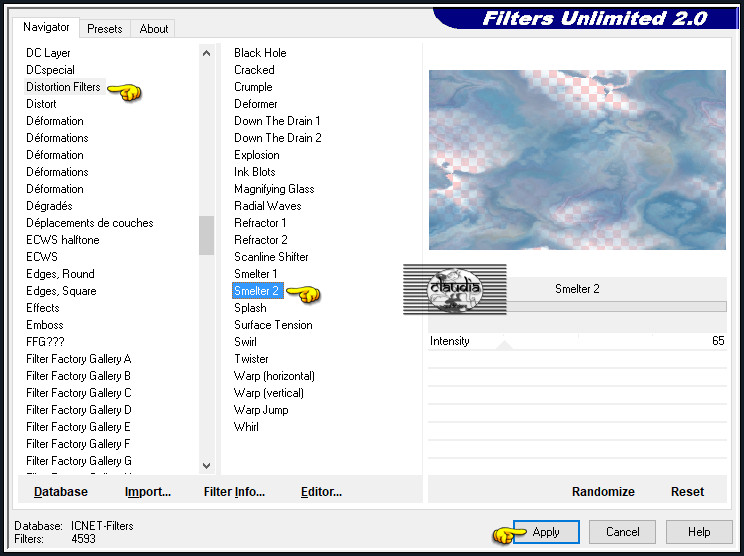 Effecten - Insteekfilters - <I.C.NET Software> - Filters Unlimited 2.0 - Distortion Filters - Smelter 2