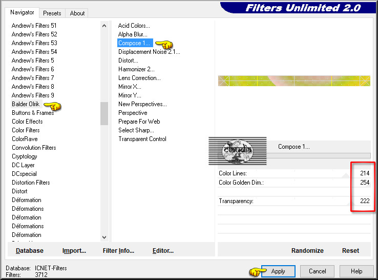 Effecten - Insteekfilters - <I.C.NET Software> - Filters Unlimited 2.0 - Balder Olrik - Compose 1