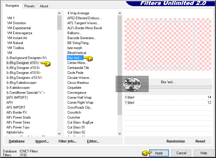 Effecten - Insteekfilters - <I.C.NET Software> - Filters Unlimited 2.0 - &<Bkg Designer sf10 I> - Blur'em!