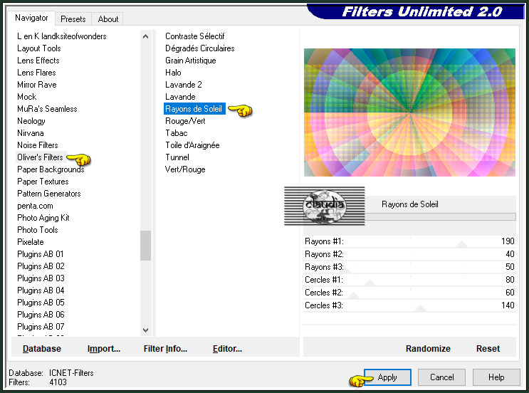 Effecten - Insteekfilters - <I.C.NET Software> - Filters Unlimited 2.0 - Oliver's Filters - Rayons de Soleil